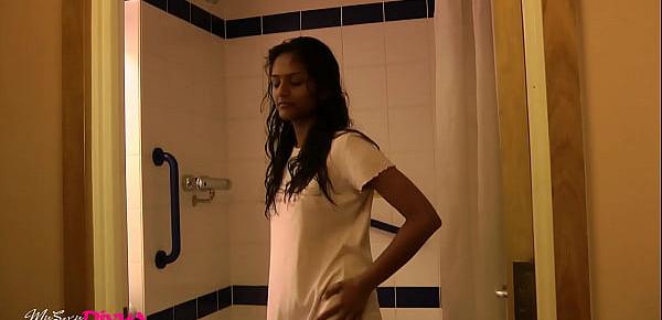  Dark Skin Indian Teen Beauty In Bathroom Taking Shower